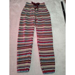 Sugar And Bruno Sweater Knit Leggings Junior Xs Burgundy Fair Isle Joggers NWT